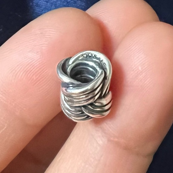 Retired Pandora Tied Together Sterling Silver Dangle Charm With Pink Amethyst - Picture 9 of 11